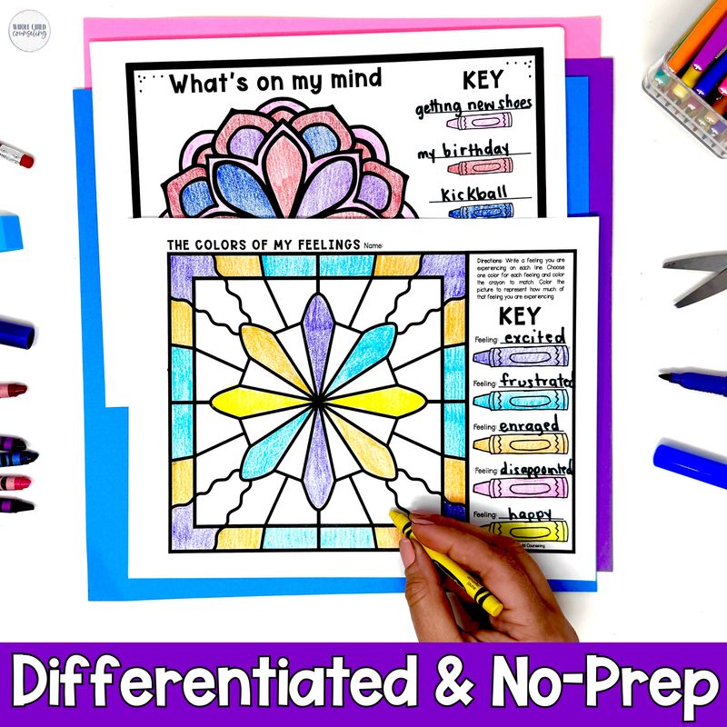 Snowman Color By Code Activity Winter Feelings and Coping Skills Coloring Activity &amp; Digital Game