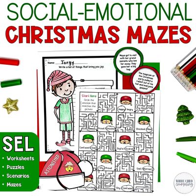 Christmas Feelings and Positive Affirmations SEL Mazes for Kids