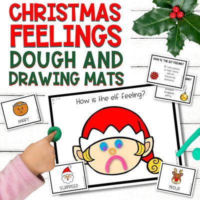 Christmas Feelings Play Dough and Drawing Emotions Mats