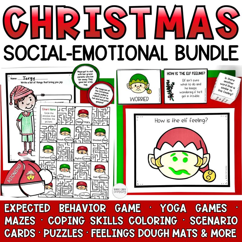 Christmas Counseling + Social Emotional Learning Bundle