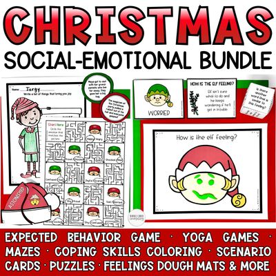Christmas SEL Counseling Activities Bundle: Games &amp; Worksheets
