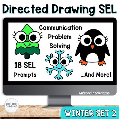 Winter Problem Solving SEL Directed Drawing Set 2 | Communication &amp; Social Skills