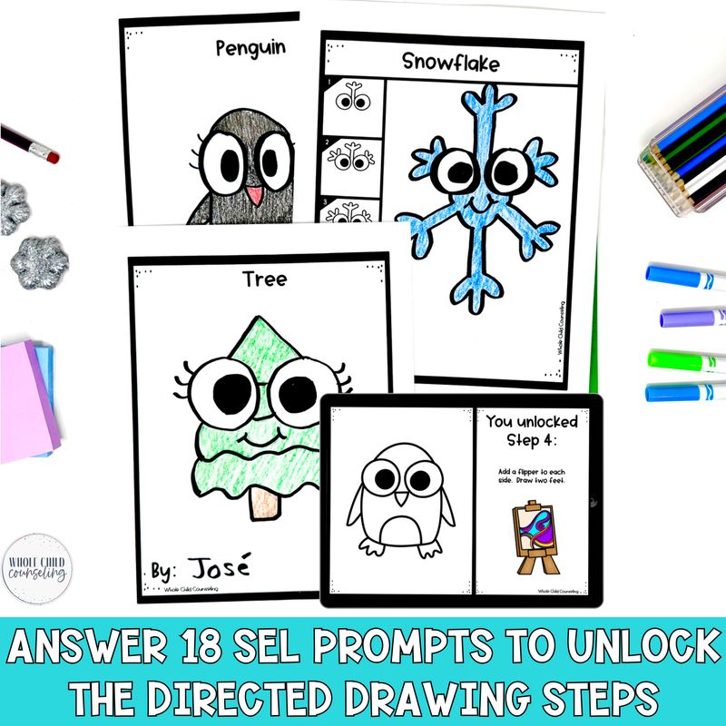 Winter Problem Solving SEL Directed Drawing Set 2