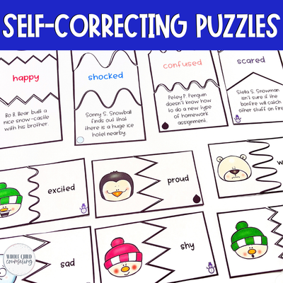 Winter Feelings Matching Puzzles | Emotions Identification SEL Activities for Kids
