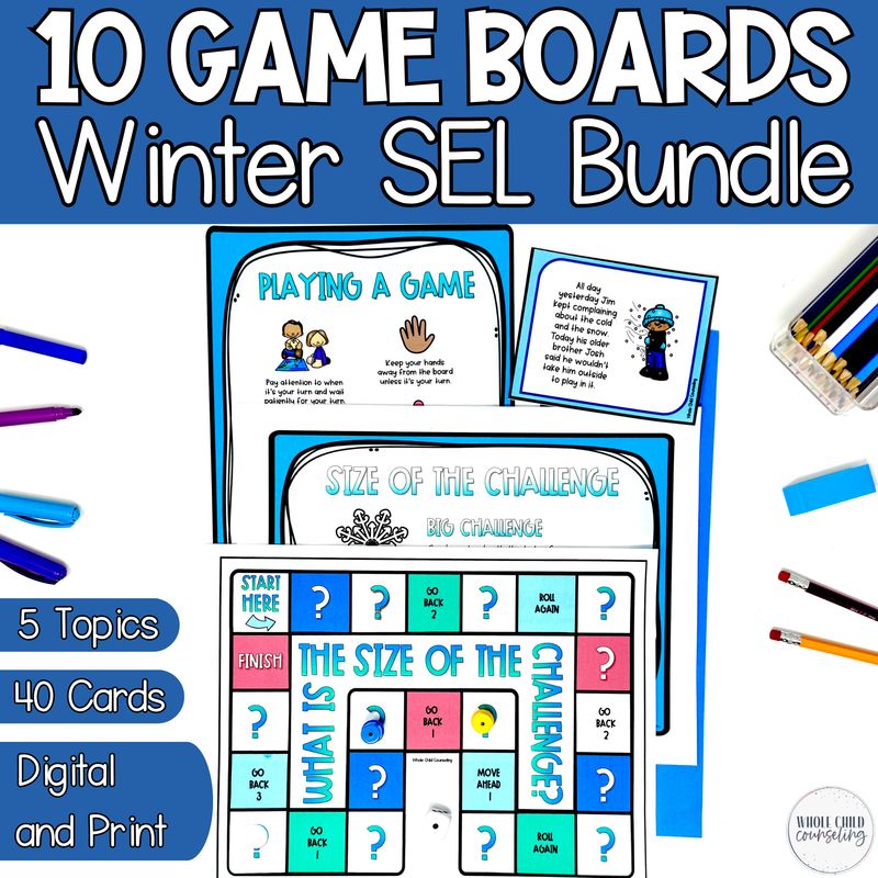 10 Digital and Print Winter SEL and Counseling Game Boards