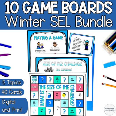 10 Winter SEL and Counseling Game Boards (Digital + Print)
