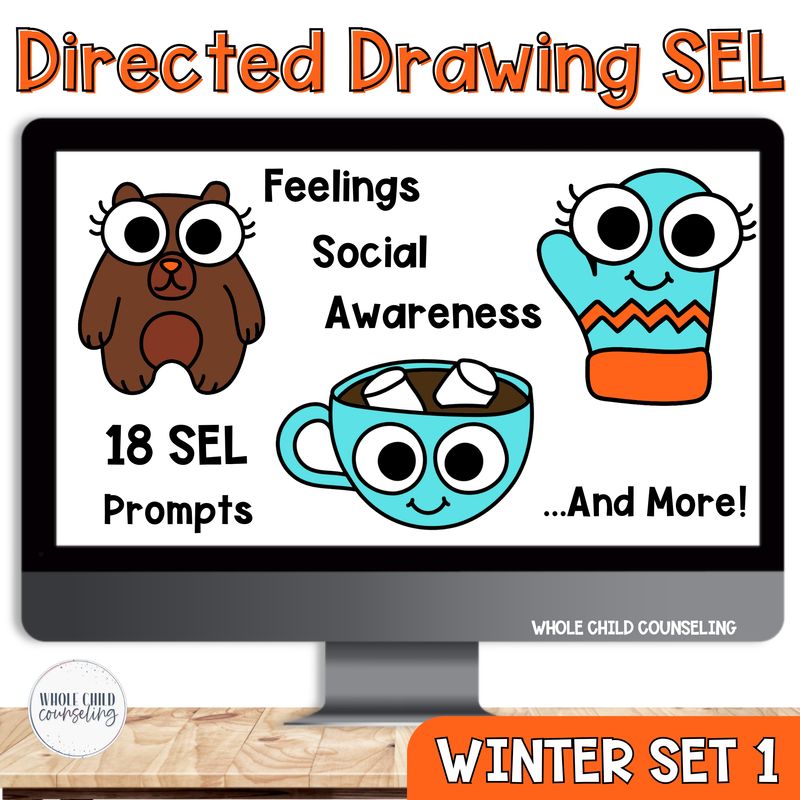 Winter Directed Drawing  Social Emotional Learning Set 1