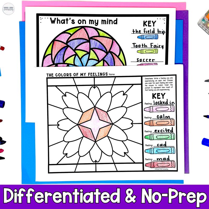 Mittens Color By Code Activity Winter Feelings and Coping Skills Coloring Activity &amp; Digital Game