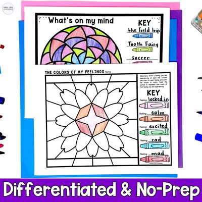 Mittens Color By Code Activity Winter Feelings and Coping Skills Coloring Activity &amp; Digital Game