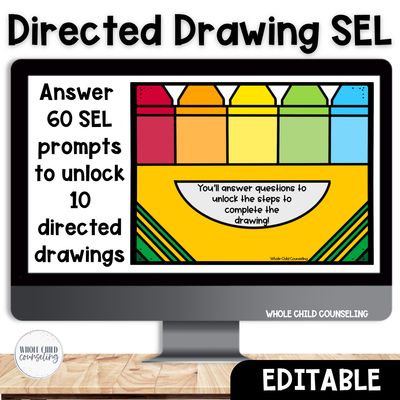 Winter SEL Directed Drawing Bundle | 10 CBT, Feelings &amp; Social Skills Art Activities