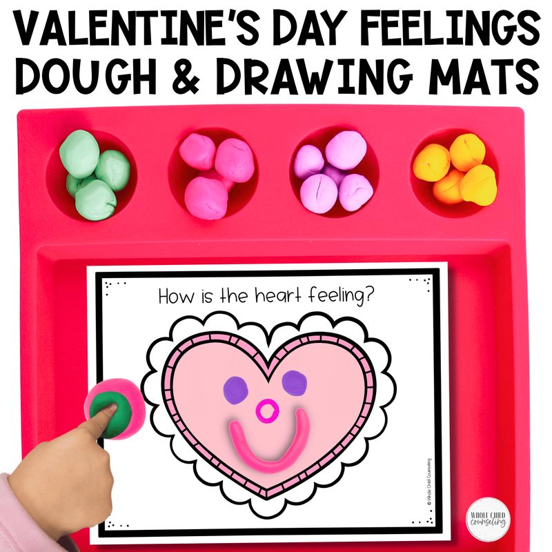 Valentine's Day Play Dough and Drawing Mats for Social Emotional Learning