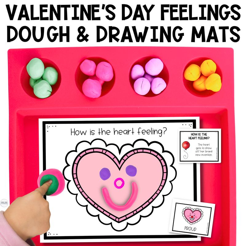 Valentine's Day Play Dough and Drawing Mats for Social Emotional Learning