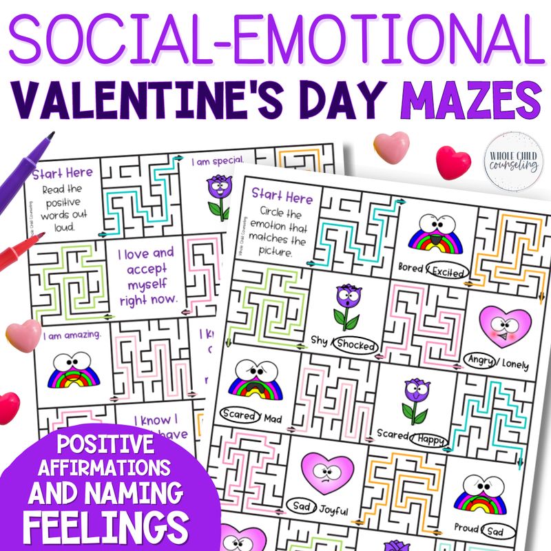 Valentine's Day Social Emotional Mazes