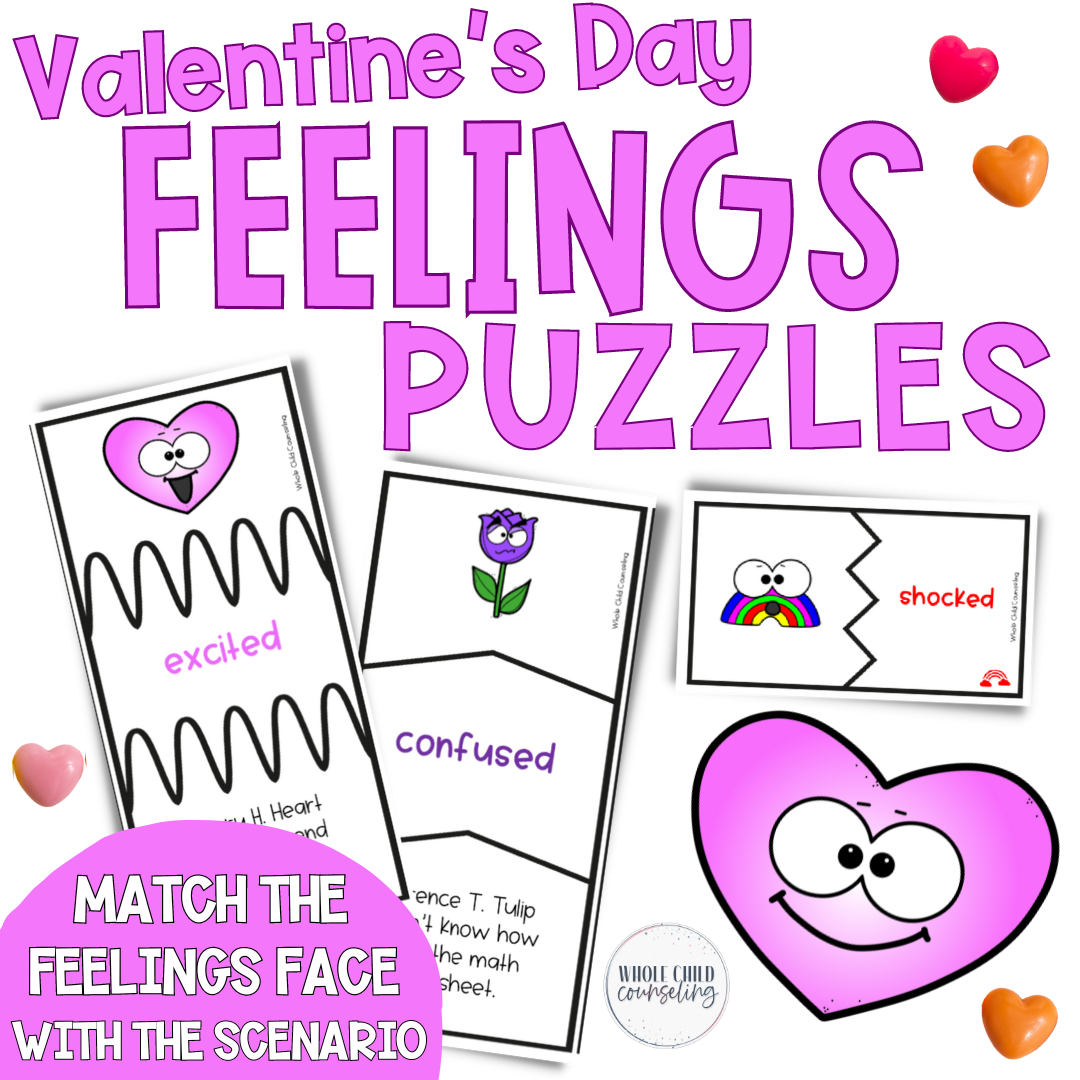 Valentine's Day Feelings Matching Puzzles | Emotions SEL Activities &amp; Worksheets