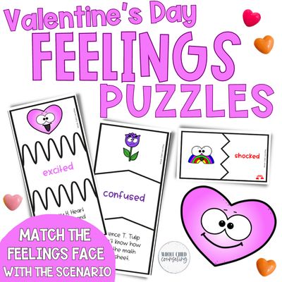 Valentine's Day Feelings Matching Puzzles | Emotions SEL Activities &amp; Worksheets