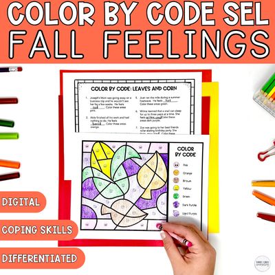 Fall Leaves &amp; Corn Husk Feelings Color by Code (Digital + Print)
