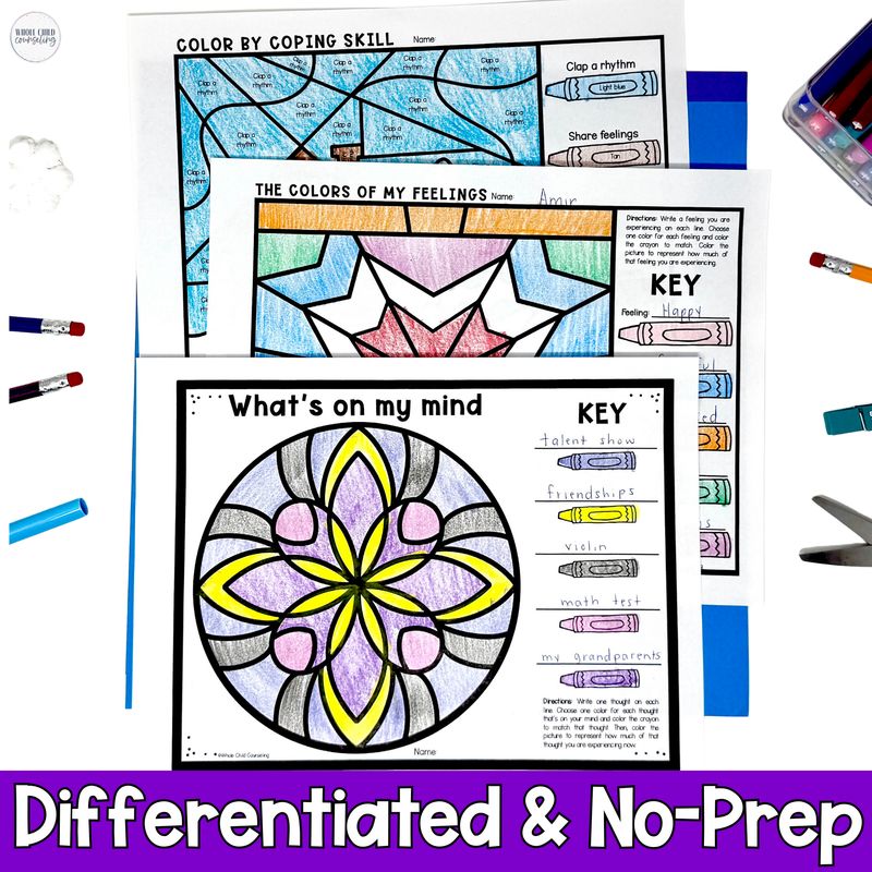 Bird Color By Code Winter Feelings and Coping Skills Coloring Activity &amp; Digital Game