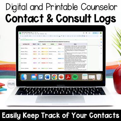 School Counselor Contact &amp; Consultation Logs | Parent Communication and IEP Service Documentation (Digital + Print)