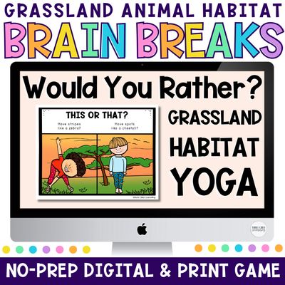 Grassland Habitat Would You Rather Yoga Game (Digital + Print)