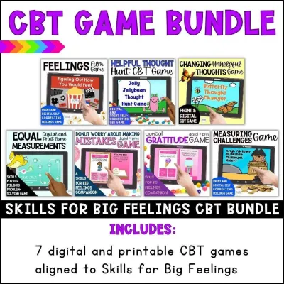CBT Counseling Games Growing Bundle for Kids: Skills for Big Feelings (Digital + Print)