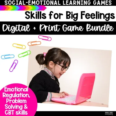 CBT Counseling Games Growing Bundle for Kids: Skills for Big Feelings (Digital + Print)