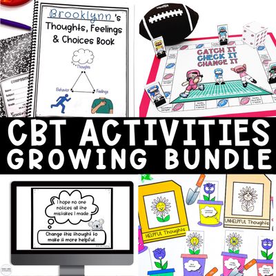 CBT Activities Growing Bundle: Workbooks, Games, Directed Drawing, and More