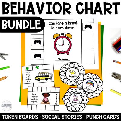 Behavior Chart, Token Board, Punch Card, and Social Story Bundle