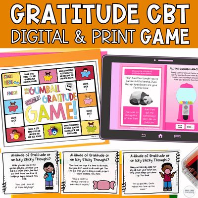 Gumball Gratitude CBT Game | Skills for Big Feelings (Digital + Print)