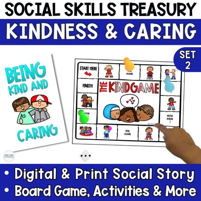 Kindness &amp; Caring Social Skills Set 2 | Empathy Social Story, Board Game &amp; SEL Worksheets
