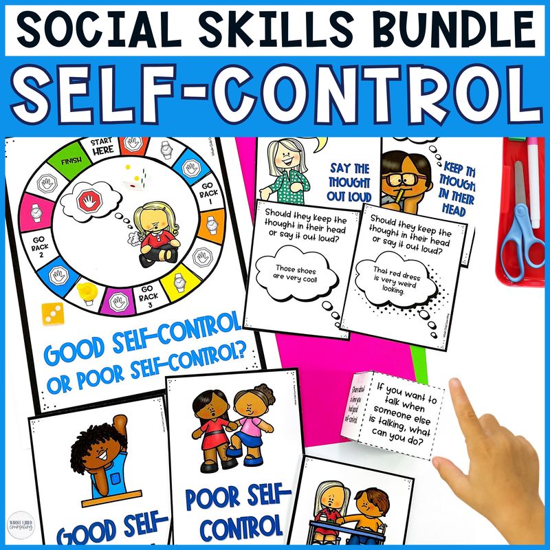Self Control and Impulse Control Game Activity and Social Story Bundle - Social Skills Treasury (Sets 1-3)