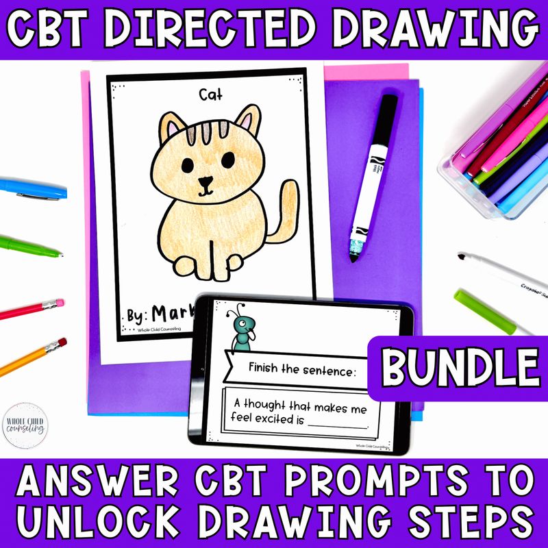 CBT Worksheets Guided &amp; Directed Drawing Bundle