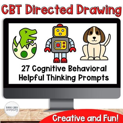 CBT Directed Drawing Art Activities for Kids: Set 2 (Digital + Print)
