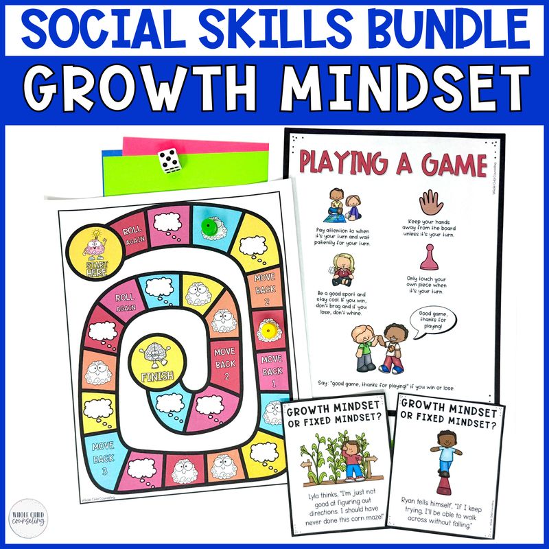 Growth Mindset vs Fixed Mindset Social Skills Game Bundle