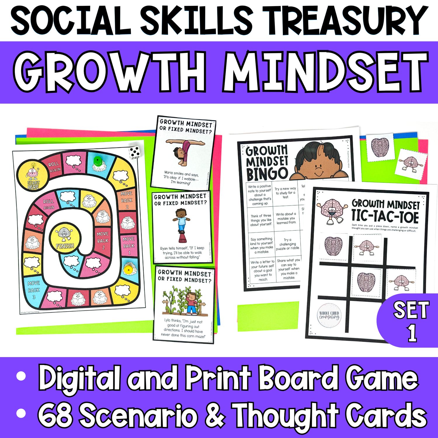 Growth Mindset or Fixed Mindset Game and Activities Set 1