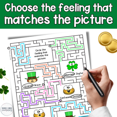 St. Patrick's Day SEL Feelings Mazes &amp; Positive Affirmations | Puzzles and Worksheets