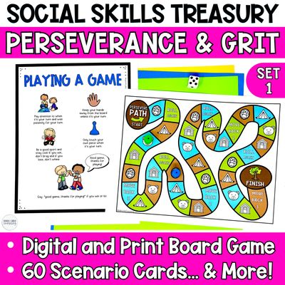 Perseverance &amp; Grit Social Skills Activities | Social Skills Treasury Set 1