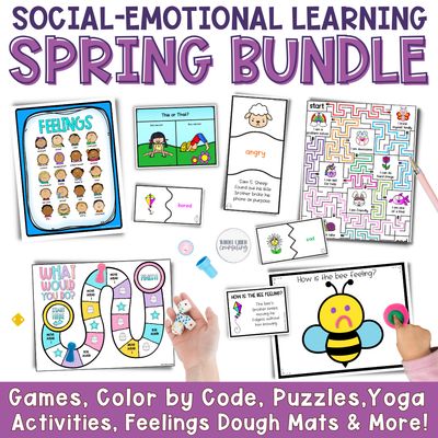 Spring Counseling + SEL Activities Bundle | Games, Feelings, Coping Skills &amp; Yoga