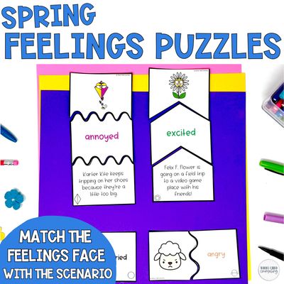 Spring Feelings Matching Puzzles | Emotions Identification SEL Activities for Kids