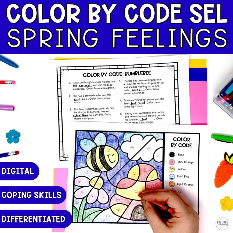 Spring Color By Code Bumblebee Activity