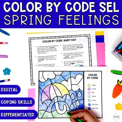 Color By Code Spring Rainy Day Actvity