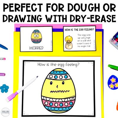 Easter &amp; Spring Feelings Play Dough + Drawing Mats | Emotions Drawing Activities