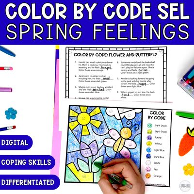 Color By Code Spring Flower Activity