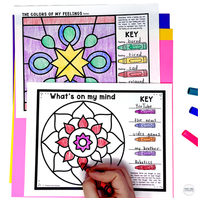 Spring Color by Code Feelings &amp; Coping Skills Bundle | 6 SEL Activities (Digital + Print)