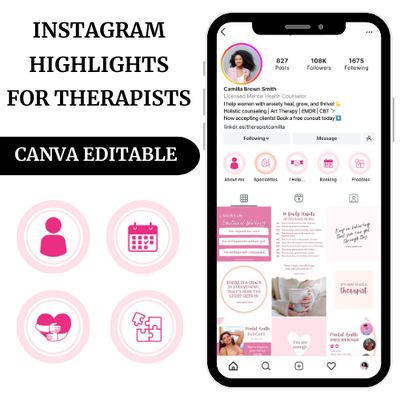Editable Instagram Highlight Covers for Therapists &amp; Counselors | Canva Templates for Mental Health Professionals