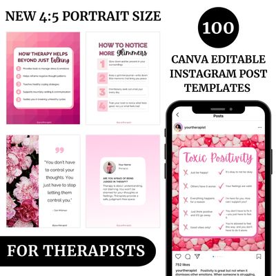 4:5 Instagram Post Editable Canva Social Media Templates Counselor Marketing