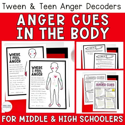 Anger Management Body Signals &amp; Interoception Worksheets |  Anger Decoders Curriculum Lesson 2