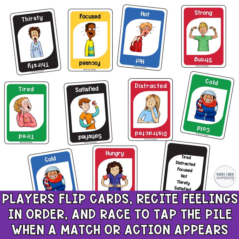 Fast Tap Physical Feelings Card Game for Emotion &amp; Impulse Control