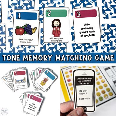 Tone of Voice Social Skills Games | Pragmatic Language Memory Match &amp; Board Game