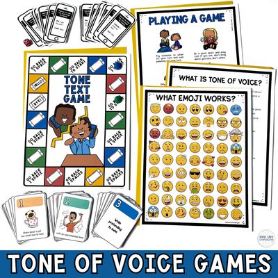 Tone of Voice Social Skills Games | Pragmatic Language Memory Match &amp; Board Game