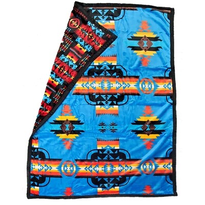 Blanket-Plush-Navajo Design - Turquoise